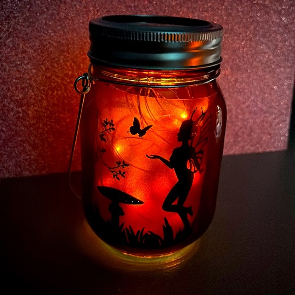 Handmade solar mason jar lantern with Fairies - Picture 5 of 5